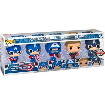 Figurine BOÎTE ENDOMMAGÉE Pop! Marvel Year Of The Shield Captain America Through the Ages 5-Pack Edition Limitée Funko Pop Su...