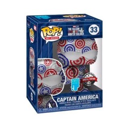 Figurine Pop! Artist Series Marvel The Falcon and the Winter Soldier Captain America avec Boîte de Protection Acrylique Editi...