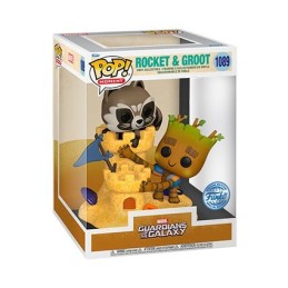 Figurine BOÎTE ENDOMMAGÉE Pop! Marvel Movie Moment Les Gardiens de la Galaxie Rocket et Groot Beach Day Edition Limitée Funko...