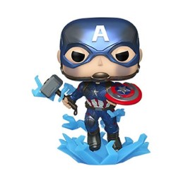 Figur Pop! Glow in the Dark Metallic Marvel Avengers Endgame Captain America with Broken Shield and Mjolnir Limited Edition F...