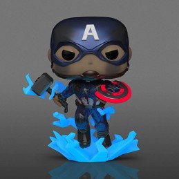 Figurine Pop! Phosphorescent Métallique Marvel Avengers Endgame Captain America with Broken Shield and Mjolnir Edition Limité...