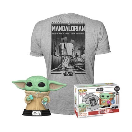 Figur Pop! Flocked and T-shirt Star Wars The Mandalorian Grogu with Cookie Limited Edition Funko Pop Switzerland