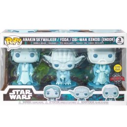 Figurine Pop! Phosphorescent Star Wars Across the Galaxy Anakin Skywalker, Yoda et Obi-Wan Kenobi 3-Pack Edition Limitée Funk...