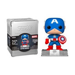 Figuren Pop! NYCC 2023 Captain America mit Pin und Münze Alluminium Box Funko 25. Geburtstag Limitierte Auflage Funko Pop Sch...