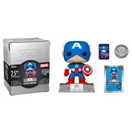 Figuren Pop! NYCC 2023 Captain America mit Pin und Münze Alluminium Box Funko 25. Geburtstag Limitierte Auflage Funko Pop Sch...